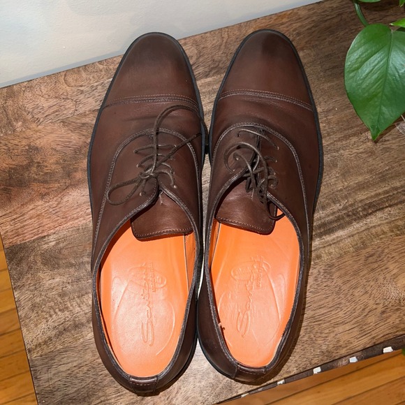 santoni brown dress shoes dark brown leather Derby shoe main image 1